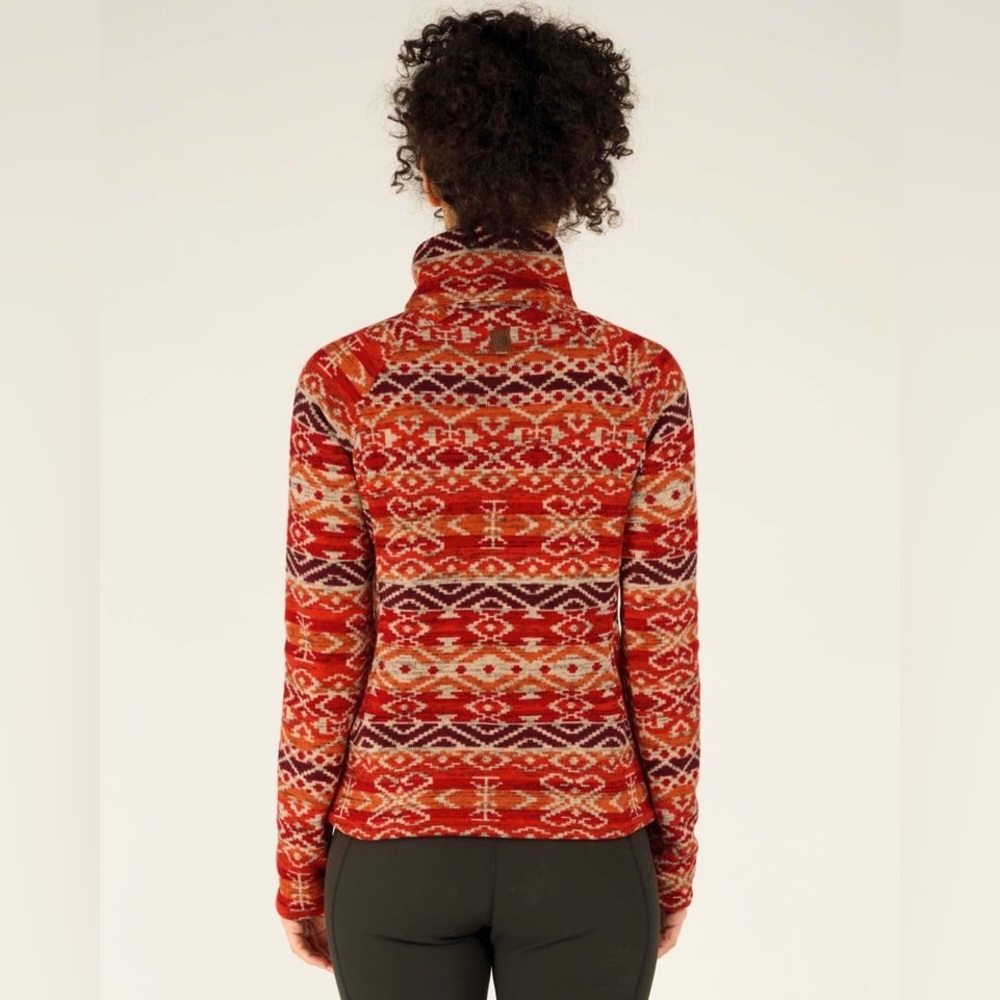 Women's Red Patterned Sweater - Picture 3 of 15